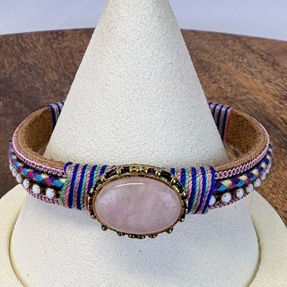 Laura Janelle Beaded Bracelet with Pink Stone